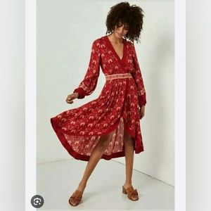 Spell jewel soirée faux wrap dress xs